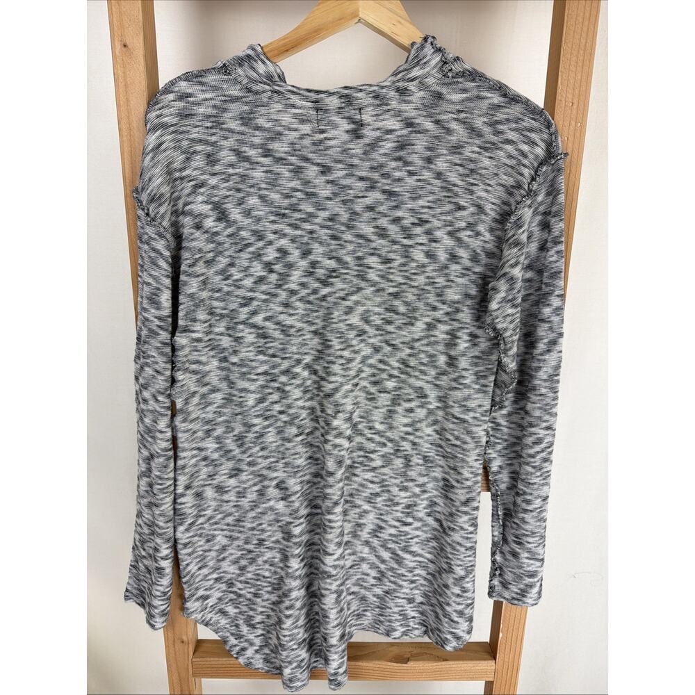 NWT Fenini Black White Crew Neck Raw Seams Long Sleeve Tunic #0985 Size XS - Picture 3 of 4